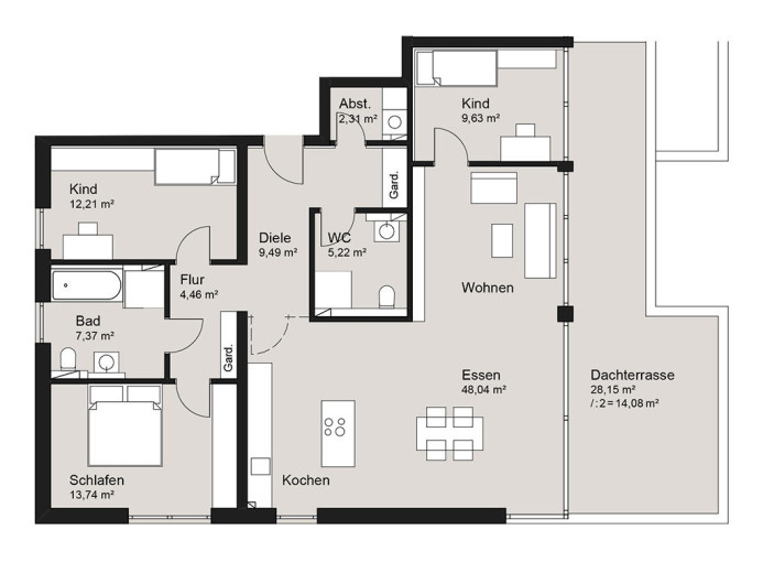 Appartement à vendre à Tettnang - ALLEMAGNE - TETTNANG - RESIDENZ IN DEN OBSTGÄRTEN - APPARTEMENTS - 2-3-4 PIECES - Smart Propylaia (6)