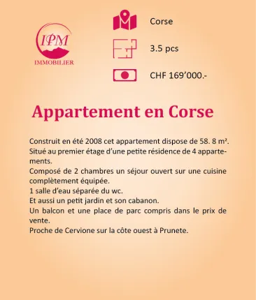 Wohnung zu verkaufen in Cervione, 58.8 m2