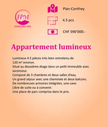 Appartement à vendre à Conthey
