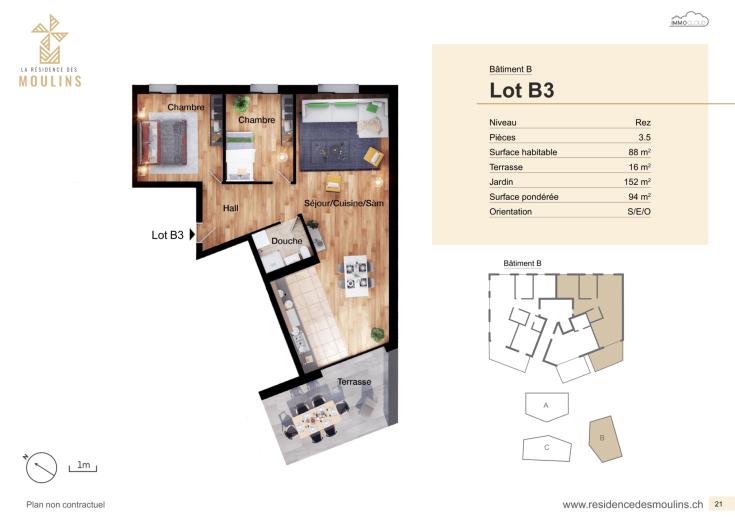 Wohnung zu verkaufen in Massonnens - Wohnung zu verkaufen in Massonnens, 3.5 Zimmer, 88 m2 - Smart Propylaia (3)