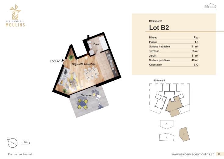 Wohnung zu verkaufen in Massonnens - Wohnung zu verkaufen in Massonnens, 1.5 Zimmer, 41 m2 - Smart Propylaia (3)