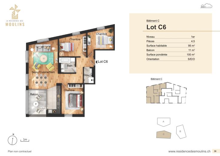 Wohnung zu verkaufen in Massonnens - Wohnung zu verkaufen in Massonnens, 4.5 Zimmer, 95 m2 - Smart Propylaia (3)