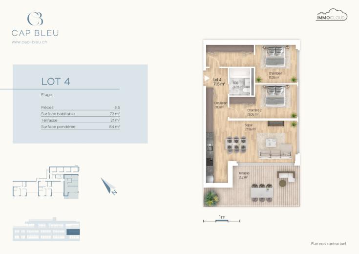 Wohnung zu verkaufen in La Croix - Wohnung zu verkaufen in La Croix, 3.5 Zimmer, 73 m2 - Smart Propylaia (9)